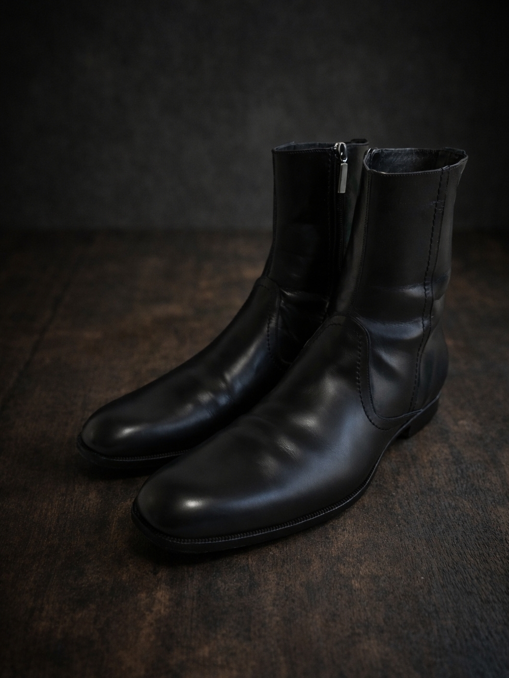 Salvatore Ferragamo Black Leather Zip-Up Boots